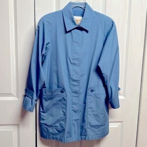 Vintage London Fog Periwinkle Blue Deep Pocket Trench Coat Size 12P Classic